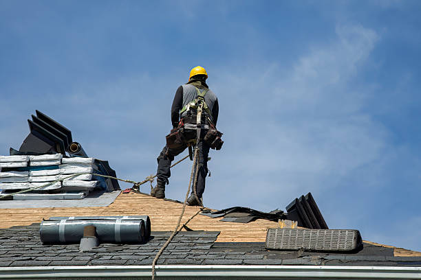 Professional Gutter Installation technician working in West Minot, ME